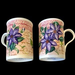 Crown Trent China Limited Fine Bone China  floral design mugs (2)